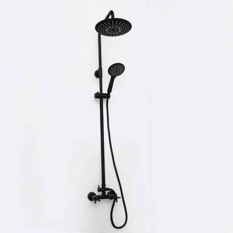 Griferia Columna Ducha Mezcladora Exterior Vintage Negro