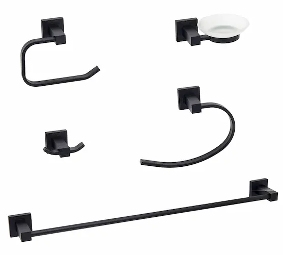 Kit accesorio baño acero inoxidable 5 piezas Mozart Panamá color negro 9320
