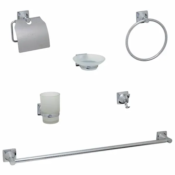 SET BAÑO NIZA 6 PIEZAS CROMO ZINC/ACERO INOX.